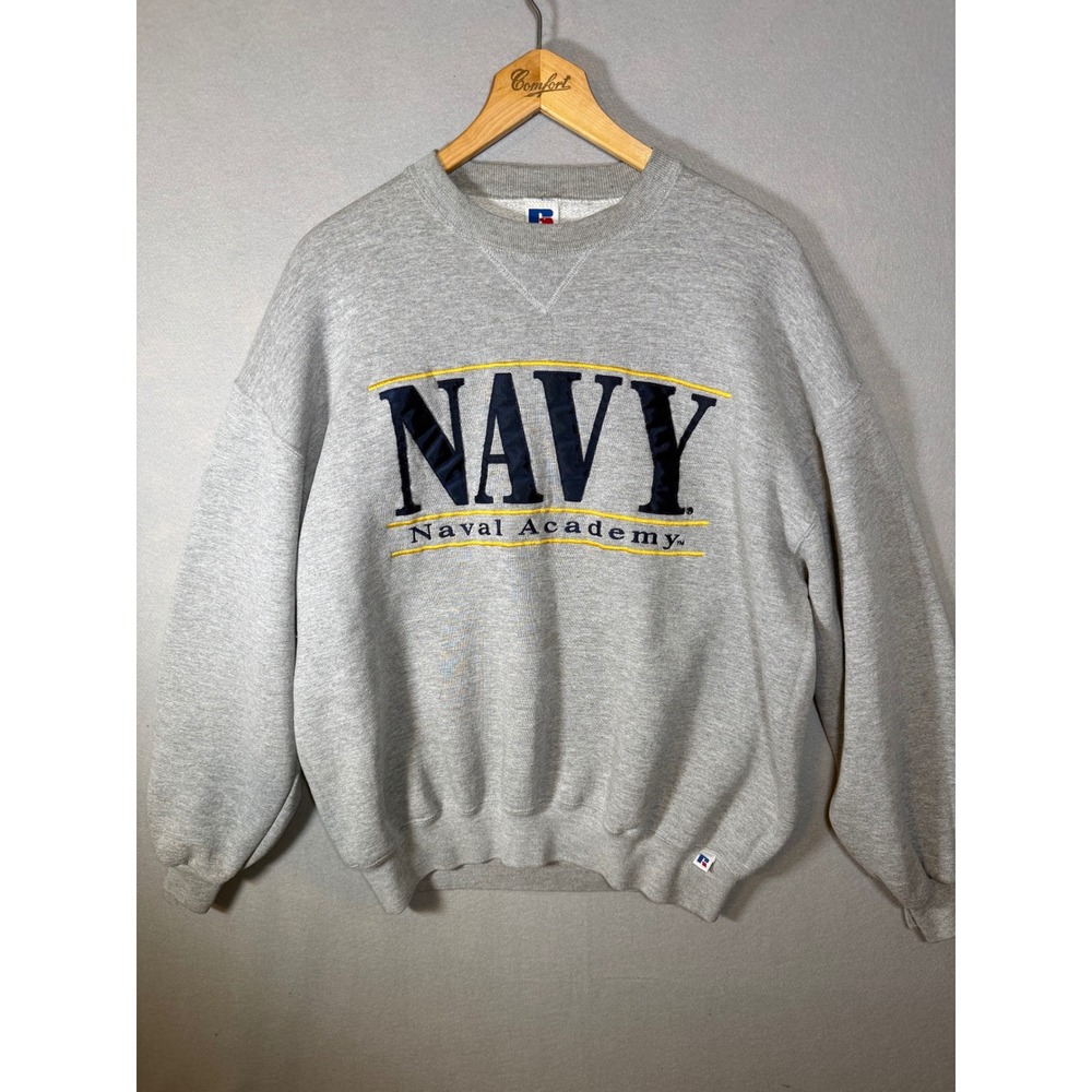 Vintage Russell Athletic Navy Naval Academy Sweatshirt Grey XL Made in USA